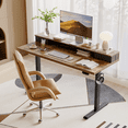 thumbnail image 4 of 47.2 Inch Electric Standing Desk with 2 Drawers, Height Adjustable Desk with 2 Memory Keys, Ergonomic Sit-Stand Computer Desk with Hooks for Home Office, Rustic Brown, 4 of 10