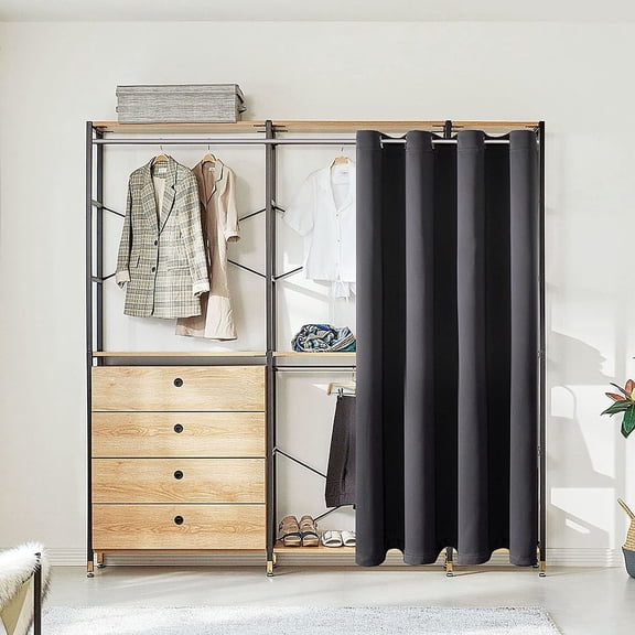 Door Curtains for Doorway Privacy, Grommet Closet Curtains for Bedroom Closet Door, Thermal Insulated Temporary Doorway Cover Room Divider Drapes (1 Panel, Dark Grey, 34 x 80 Inch)