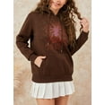 thumbnail image 6 of Women Halloween Hoodie, Long Sleeve Hooded Cobweb Spider Print Pullover Fall Tops with Pocket, 6 of 9