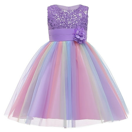 

YTDSCS Baby Kids Little Girls Sleeveless Princess Dresses Tulle Dress Bowknot Mesh Tutu Dance Performance Party Gown for Girls 3-10T