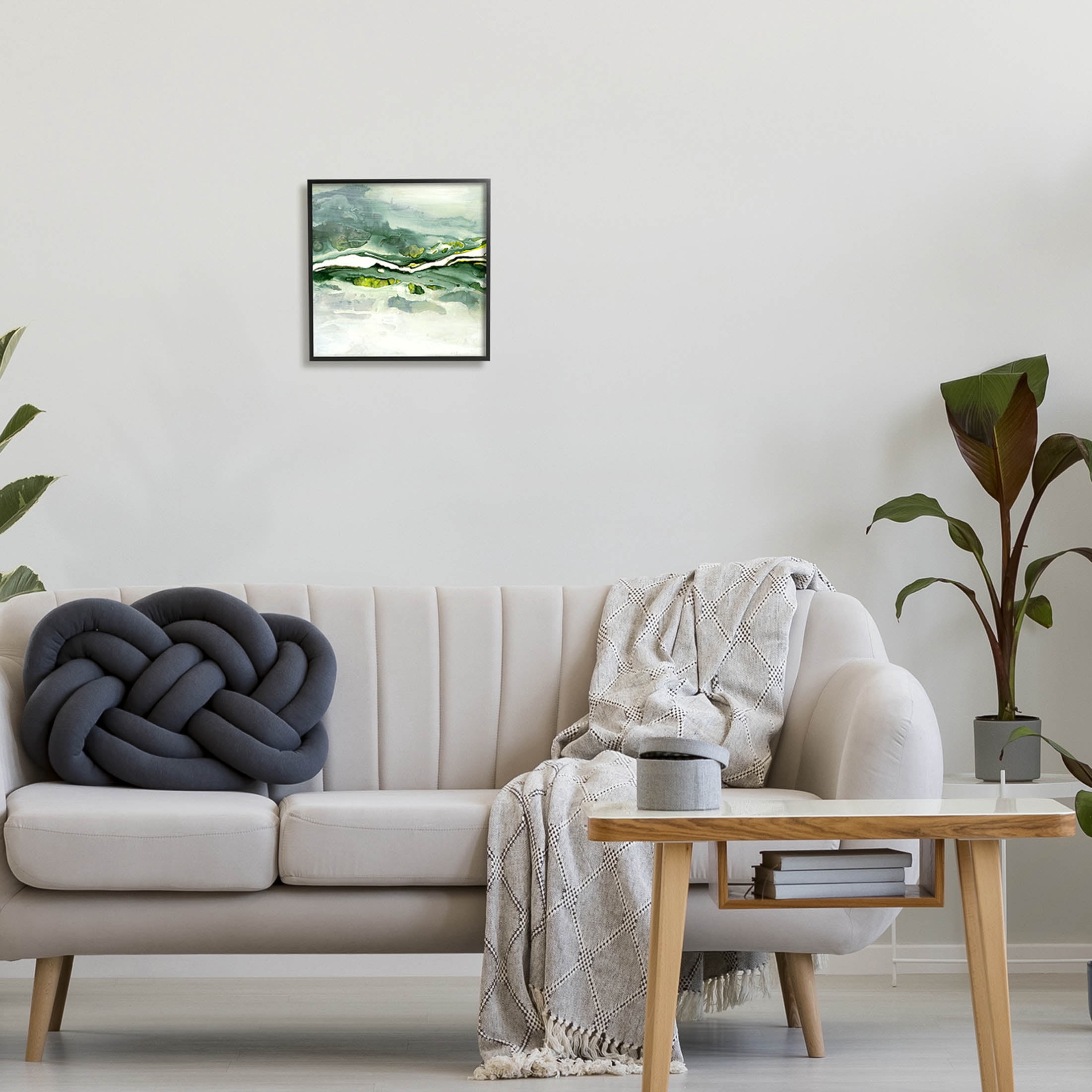 Stupell Industries Fluid Green Abstract Form Graphic Art Black Framed Art Print Wall Art, Design by Ruth Fromstein
