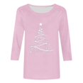 thumbnail image 4 of Fznquz 3/4 Sleeve Oversized Tees for Women Casual Pink Tees 2025 Christmas Trendy Women's Winter Fashion,XL, 4 of 5