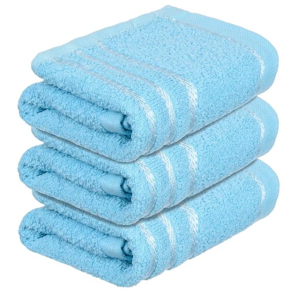 Heart Home Face Towel 600 Gsm | Facewash For Travel Workout Hand Towel | Lining Design Pack Of 3 (Blue)