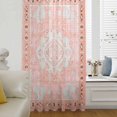 thumbnail image 6 of Pink Boho Sheer Curtains 63 Inches Long, Vintage Abstract Tribal Decorative Oriental Light Filering Curtains, Breathable Simi Curtain Privacy Drapes for Living Room Bedroom Window Treatment, 6 of 9