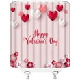 thumbnail image 3 of Happy Valentine''s Day Shower Curtain Love Pink Red Romantic Flowers Hearts Fabric Bathroom Decor Set with Hooks(36" WX70 H), 3 of 3