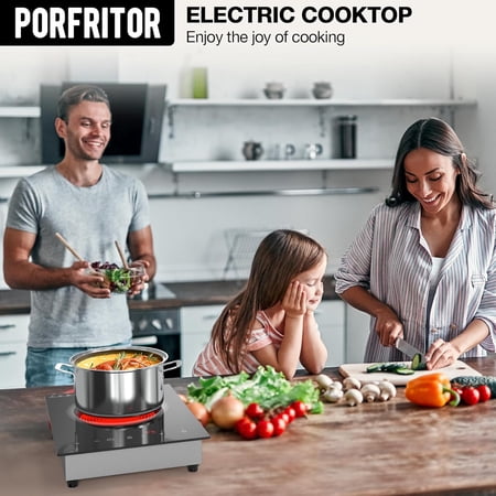 Single Burner Electric Cooktop, 110V 1800W Electric Stove Top with LED Touch Control, Portable Cooktop 9 Power Levels, 4h Timer, Safety Lock, Overheat Protection