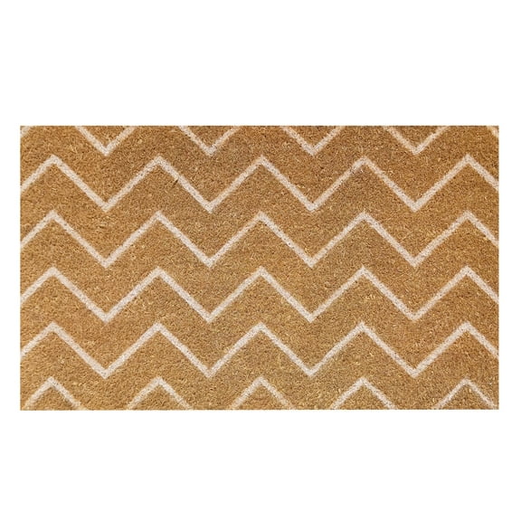 A1 Home Collections LLC First Impression PVC Tufted 'Chevron' Coir Doormat, 18X30 Inch Entryway Mat