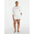 thumbnail image 2 of Joyspun Women's Bridal French Terry Knit Long Sleeve Top and Shorts Pajamas Set, Sizes XS-3X, 2 of 7