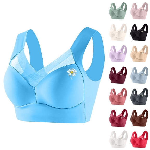 Gymayou Womens Seamless Sports Bras No Underwire Mesh Breathable Full Coverage Support Yoga Running Bras Beige L