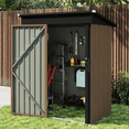 thumbnail image 4 of LACOO 3 x 5 ft. Patio Steel Storage Lockable Shed for Backyard, Mental Outdoor Storage Shed for Garden with Groove Roof, Brown, 4 of 10
