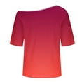thumbnail image 5 of Blczomt Trendy Womens Plus Size Blouses Pink 2026 T Shirts One Shoulder Cute Short Sleeve,XXL, 5 of 6