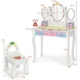 thumbnail image 4 of Costway Kids Vanity Princess Makeup Dressing Table Chair Set w/ Tri-fold Mirror White, 4 of 10