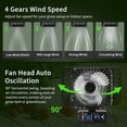 thumbnail image 3 of Grow Tent Fan 6", LCD Display with Sensor, Adjustable Temp & Humidity Control, 4-Speed, 90° Oscillating Fan, Strong Airflow for Indoor Growing, Mushroom Box, Desk Use, 3 of 7