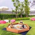 thumbnail image 3 of Gymax Hexagon Wooden Cedar Sand Box w Seat Boards & Cover & Ground Liner, 3 of 10