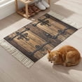 thumbnail image 5 of Area Rug with Tassels 2' x 3', Farmhouse Vintage Wood Board Kitchen Runner Rug for Hallway Bedroom Throw Rugs, Brown Wooden Soft Door Mat for Bathroom Entrance Living Room, 5 of 9