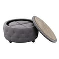 thumbnail image 5 of Dining Tables Round Rolling Storage Ottoman with Reversible Tray Top and 4 Side Ottomans, Dark Grey,Coffee Tables, 5 of 5