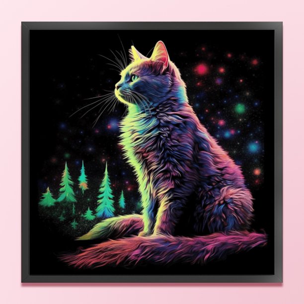 Cuadros Decorativos Hilo de bordar Kit completo de punto de cruz de gato impreso de 16 quilates de algodón ecológico (AEE-146) Wdftyju embutido en tela