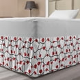thumbnail image 1 of Valentines Bed Skirt, Geometric Themed Illustration with Lines and Hearts Romantic Valentines Day, Elastic Bedskirt Dust Ruffle Wrap Around for Bedding Decor, 4 Sizes, Red Black White, by Ambesonne, 1 of 2