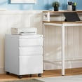 thumbnail image 2 of White Filing Cabinet 3 Drawers on Wheels Under Desk, Metal Rolling File Cabinet with Lock for Home Office, Small Mobile File Cabinet for Letter Legal File Folders, Un-Assembled, 2 of 12