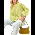 thumbnail image 2 of Suéteres de Punto Grueso para Mujer, Otoño 2025, Larga, Cuello Redondo, Jersey Holgado, Ropa de Moda de Invierno. Amarillo-Verde M, 2 of 10