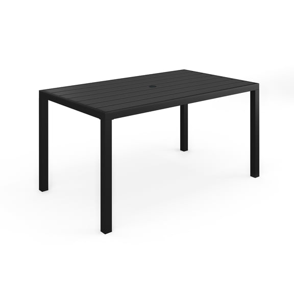Martha Stewart 60" Indoor-Outdoor Patio Table with Slatted Top and Steel Frame in Black