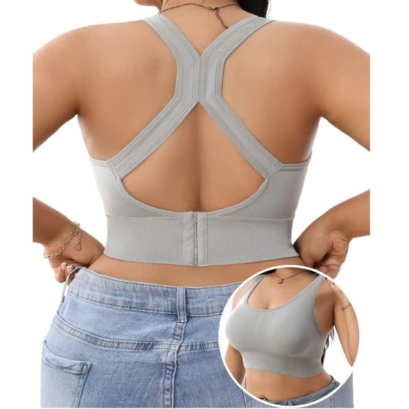HongQid Women Push-up Bra Soft Comfortable Gathering To Large Bra Wirefree Cross Back Sports Bra