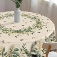 thumbnail image 4 of Eucalyptus Leaf Round Tablecloth Spring Botanical Green Leaf Reusable Circle Table Cover 60 Inch Buffalo Plaid Farmhouse Tabletop for Seasonal Party Picnic Dinner Decor, 4 of 6