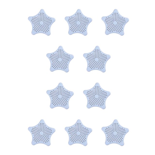Toystoory Filtro de silicona para fregadero, Color sólido, bonita forma de estrella, decorativo, Flexible, baño, cocina, inodoro, drenaje de Azul claro 10Conjunto