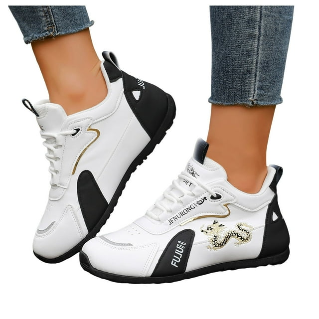 Espadrilles Mode Montantes pour Femmes Chaussures de Course sur Sentier Décontractées en Cuir Entraînement Croisé Jogging Chaussures de Basketball