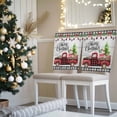 thumbnail image 3 of Christmas Trucks Chair Covers Set of 4 Xmas Car Gifts Bow Plaid Retro Wood Grain Chair Back Covers Stretch Removable Washable Slipcovers Protector for Dining Room Kitchen Party Decor, 3 of 5