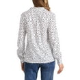 thumbnail image 3 of INSPIRE CHIC Women's 1950s Long Sleeve Printed Button Down Tops with Heart Polka Dots L White Heart, 3 of 5