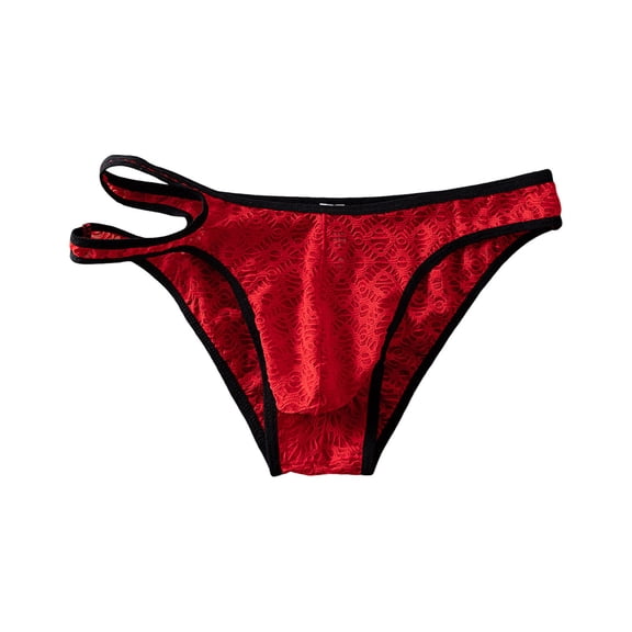 KHONTS Men’s Thong Underwear Lace G-String Thongs Mesh Breathable Briefs Red XL