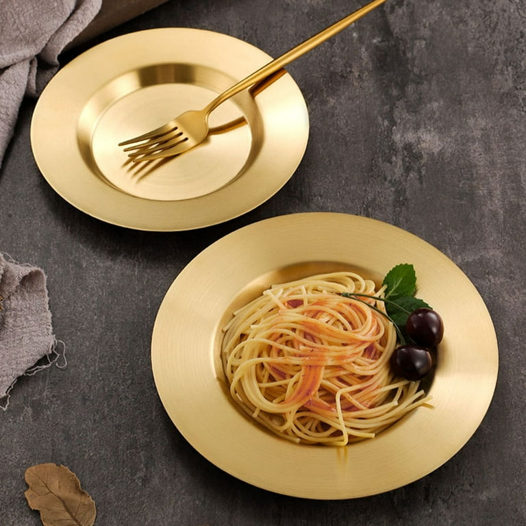 Stainless Steel Plate Pasta Dinner Plate Salad Bowl Unbreakable Reusable Picnic Camping BBQ Plate Walmart