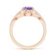 thumbnail image 2 of ANGARA Natural Triple Shank Oval 1.6 ct Amethyst and Diamond Halo Ring in 14K Rose Gold for Women (Size-9x7mm) | February Birthstone, Anniversary, Jewelry Gift for Women | Natural Amethyst Ring, 2 of 8