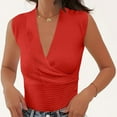thumbnail image 1 of LSLJS Women's Womens Mode Confortable Décontracté V-Neck Manches Courtes Solide Top Blouse, Camisole Tank Tops, 1 of 7