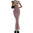 thumbnail image 3 of VISgogo Vestido sin mangas para mujer con estampado de flores, encaje de retazos con cuello en V tipo largo ropa de verano VISgogo  moda, 3 of 9