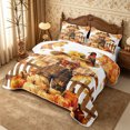thumbnail image 3 of Erosebridal Scarecrow Sunflower Quilt Full 3-Piece,Fall Harvest Full Bedspread Sets,White Orange Brown,1 Coverlet and 2 Pillowcases, 3 of 7