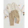 thumbnail image 4 of Toddler Girl Boy Linen Clothes 6M 12M 18M 24M 3Y 4Y Long Sleeve Button Up Shirt Top Pants Set Baby Boy Fall Outfit, 4 of 10