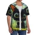 thumbnail image 2 of Honeii Cute Big-Eyed Black Cat for Men's Short-Sleeved Button-Up Collared Shirt Featuring A Pocket, Perfect for Beach Vacations, And Travel Adventures.-X-Large, 2 of 5
