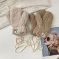 thumbnail image 4 of Dyfzdhu Cute Bear Winter Gloves Women Fuzzy Fleece Mittens Braided Rope Thick Thermal Beige, 4 of 6