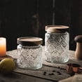 thumbnail image 6 of Cute Glass Storage Canister Holder With Airtight Lid,classic Embossed Candy Jar,for Sugar,flour,coffee-A-450ml, 6 of 8