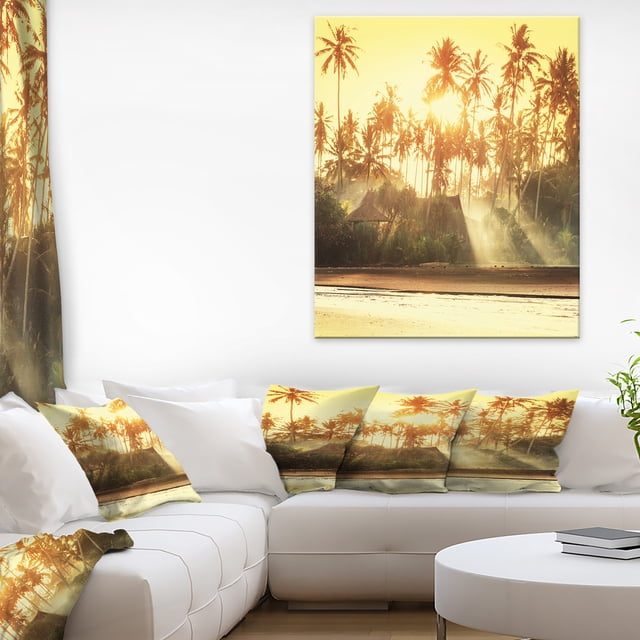 Bamboo Huts on Tropical Island - Landscape Canvas Art Print