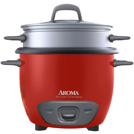 Aroma 14-Cup Rice Cooker and Food Steamer, Red