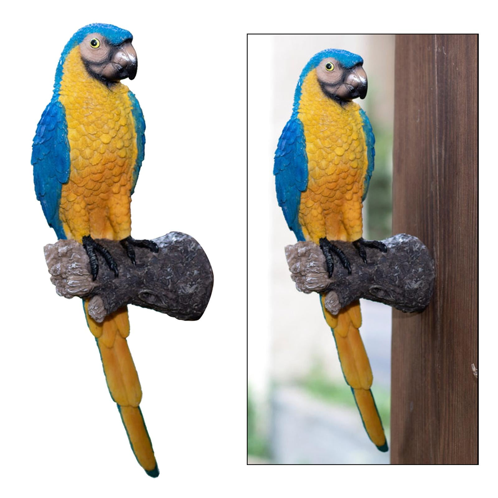 Resin Garden Parrot Statue Wall Mounted DIY Tropical Macaws Wall Sculpture Office Decor Nature Collectors Gifts