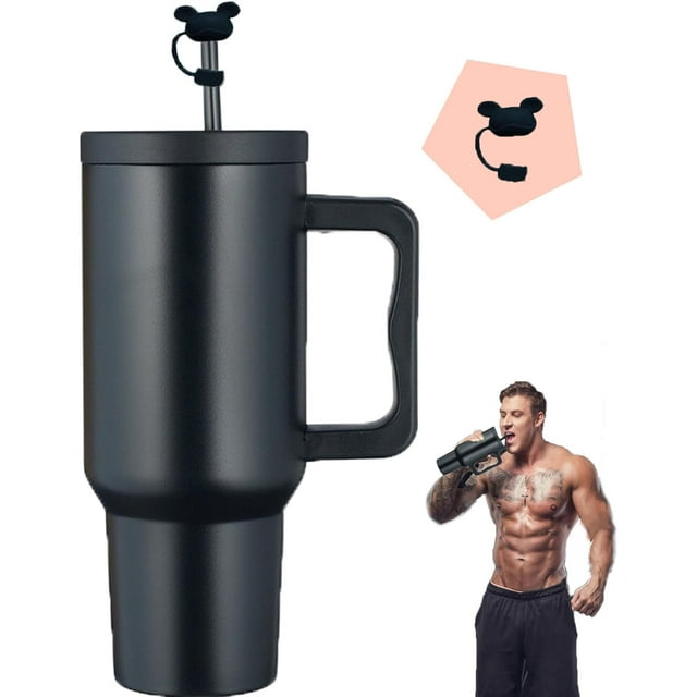 40oz Tumbler with Straw and Lid, Stainless Steel Tumbler, Insulated Tumbler with Handle, Water Cup with Straw Cover, Double Wall Vacuum Tumbler for Hot Cold Water, Iced Tea or Smoothie