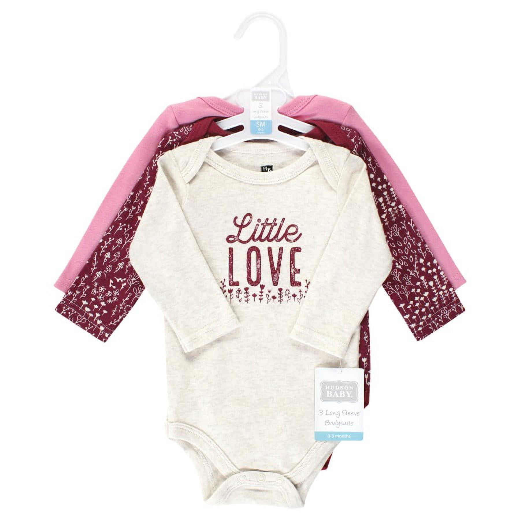 Hudson Baby Cotton Long-Sleeve Bodysuits, 3-Pack, Newborn- 24 Months