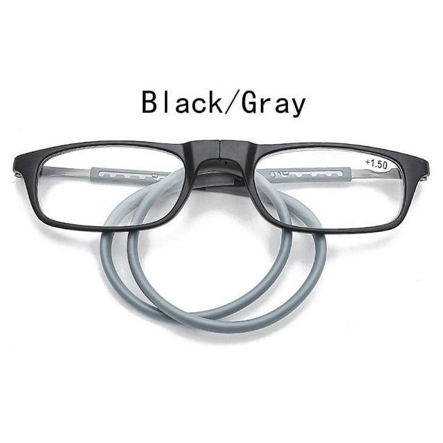 Unisex Magnetic Reading Glasses: Polarized Clear Lenses with Neck Strap MG080-0