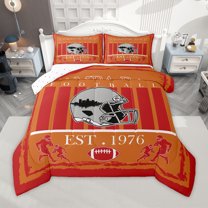 Homewish Tampa Bay City Bedding Comforter Set,American Ball Game Sport Twin Comforter Sets,Gray Rugby Helmet Bedding Set For Boys,Super Cozy Room Decor Reversible,2-Piece