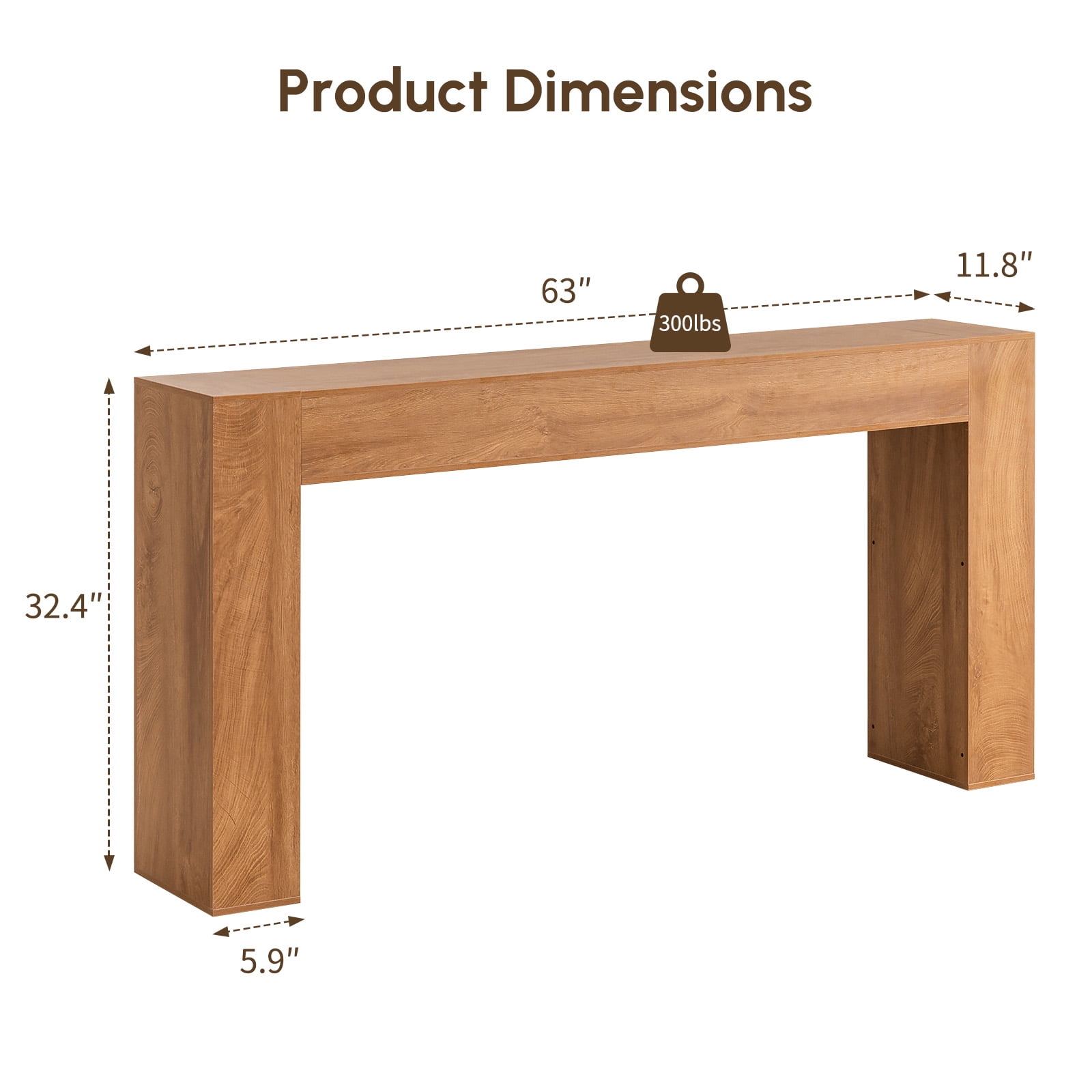 Hearthlight Home 63-Inch Long Console Table, Farmhouse Wooden Sofa Table Behind The Couch, Entryway Table for Entrance, Hallway, Living Room