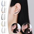thumbnail image 2 of 7PCS Crystal Climber Earrings - Cubic Zirconia Ear Cuffs, Sparkling Jewelry for Women, 2 of 7